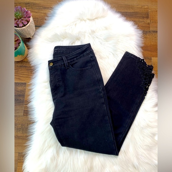 Soft Surroundings Petites Touch of Lace/Crochet Ankle Jeans Style #3AP49 - Picture 1 of 8
